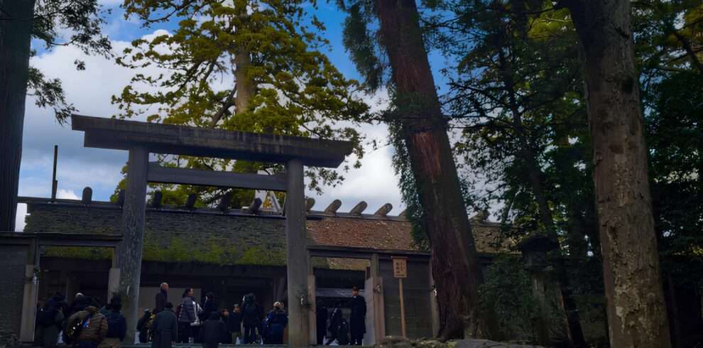 Entrance Torii (Gate) of the Inner Shrine (Naiku) of the famous Ise Jingu