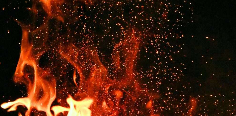 Red and yellow fire burning